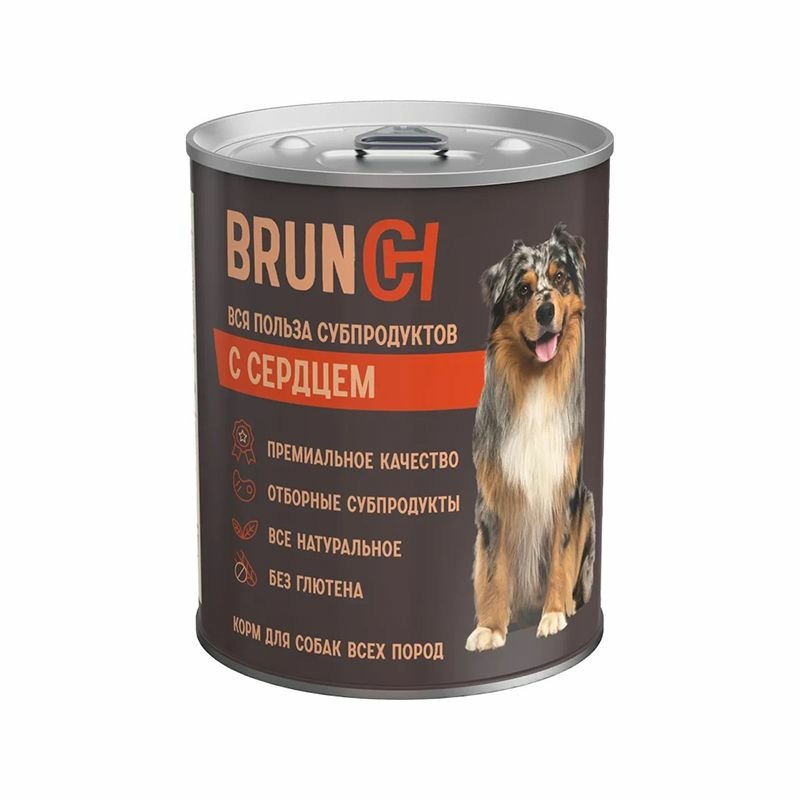 Brunch влажный корм для собак, фарш из сердца, в консервах - 340 г