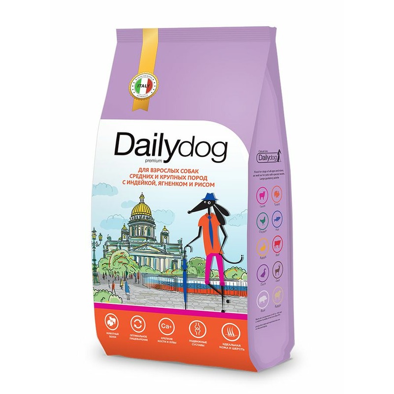 Dailydog Casual Line сухой корм для собак средних и крупных пород, с индейкой, ягненком и рисом - 12 кг dailydog classic line сухой корм для собак средних и крупных пород с индейкой и рисом 12 кг
