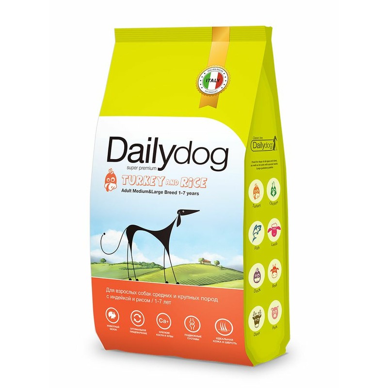 Dailydog Classic Line сухой корм для собак средних и крупных пород, с индейкой и рисом - 3 кг dailydog classic line сухой корм для собак средних и крупных пород с индейкой и рисом 12 кг