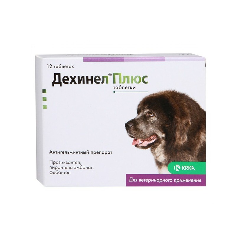антигельминтик для собак krka дехинел плюс xl на 35кг упаковка 2 таб Дехинел Плюс (KRKA) антигельминтик для собак 12 шт