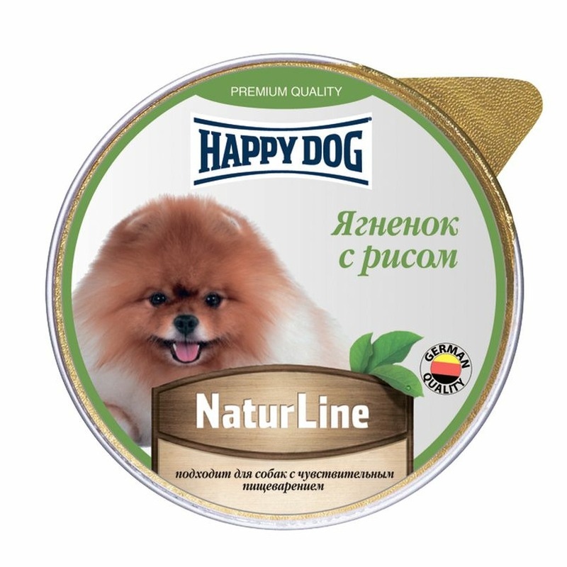 Happy Dog Natur Line полнорационный влажный корм для собак и щенков, паштет с ягненком и рисом, в ламистерах - 125 г корм для собак happy dog natur line ягненок с рисом 125 г