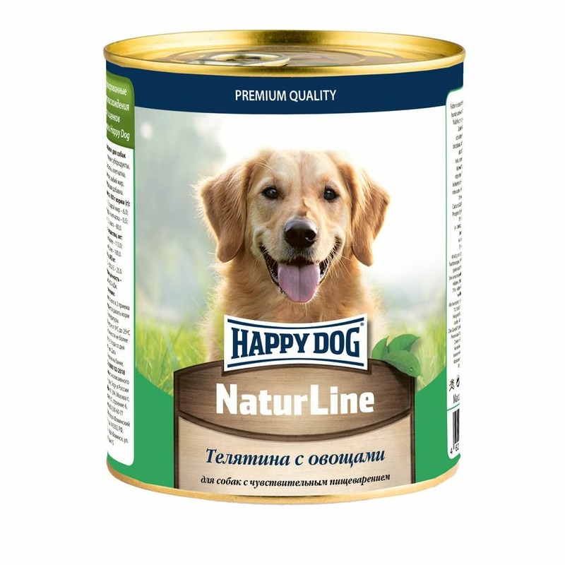 Happy Dog Natur Line полнорационный влажный корм для собак, фарш из телятины и овощей, в консервах - 970 г корм для собак happy dog natur line ягненок с рисом 125 г