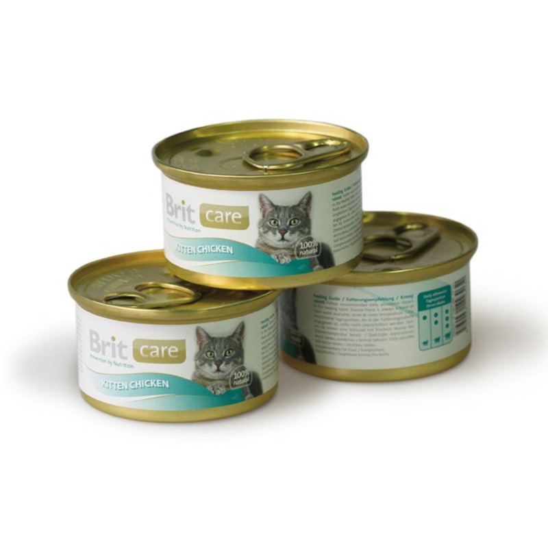 Brit Care Kitten Chicken влажный корм для котят, с цыпленком и рисом, кусочки в желе, в консервах - 80 г лакомство для кошек brit care snack superfruits salmon 100г