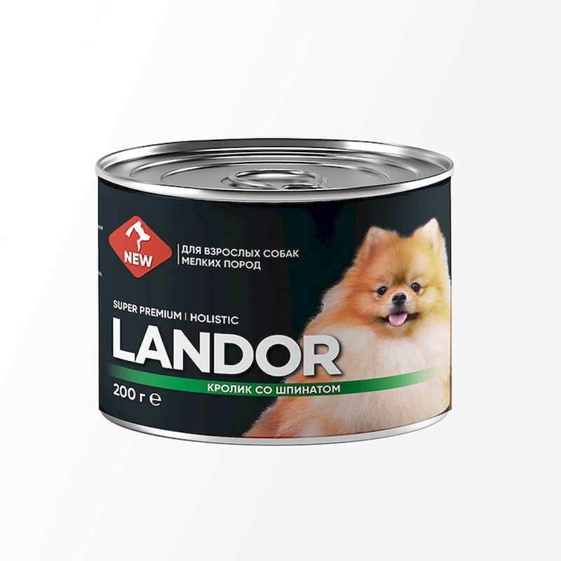 Landor полнорационный влажный корм для собак мелких пород, паштет с кроликом и шпинатом, в консервах - 200 г пельмени тофу со шпинатом ручная лепка vegan 500г