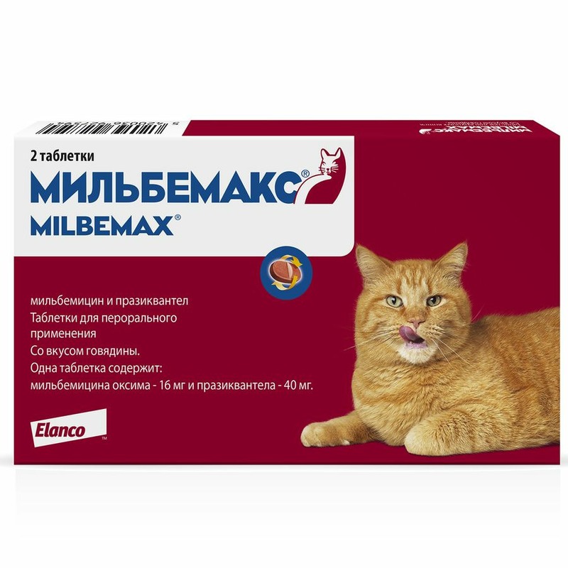 Elanco Мильбемакс таблетки от глистов для крупных кошек (2 таблетки) мильбемакс таблетки мильбемакс от глистов для взрослых крупных собак 2 таблетки
