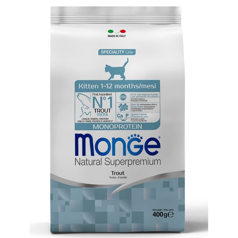 Monge Cat Speciality Line Monoprotein полнорационный сухой корм для котят, с форелью - 400 г