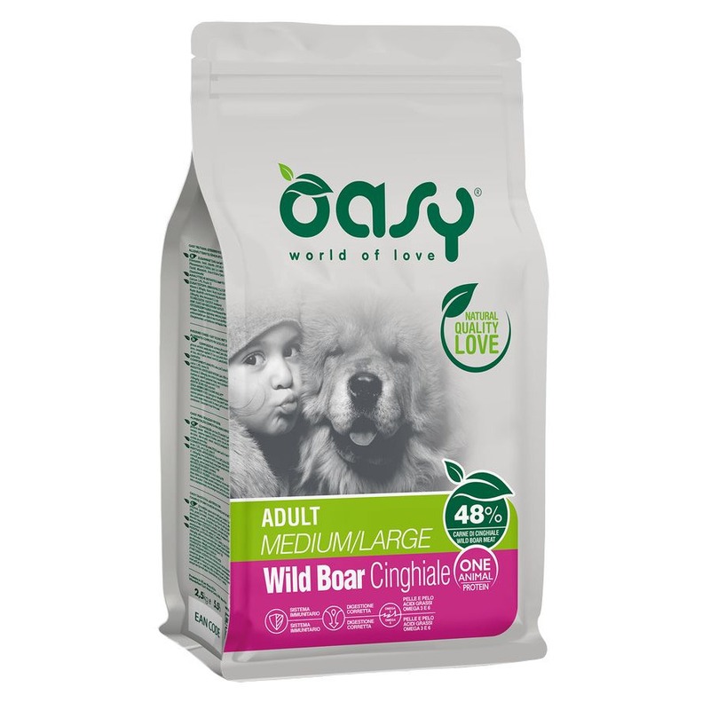 Oasy Dry Dog OAP Adult Medium/Large Монопротеин сухой корм для взрослых собак средних и крупных пород с мясом дикого кабана