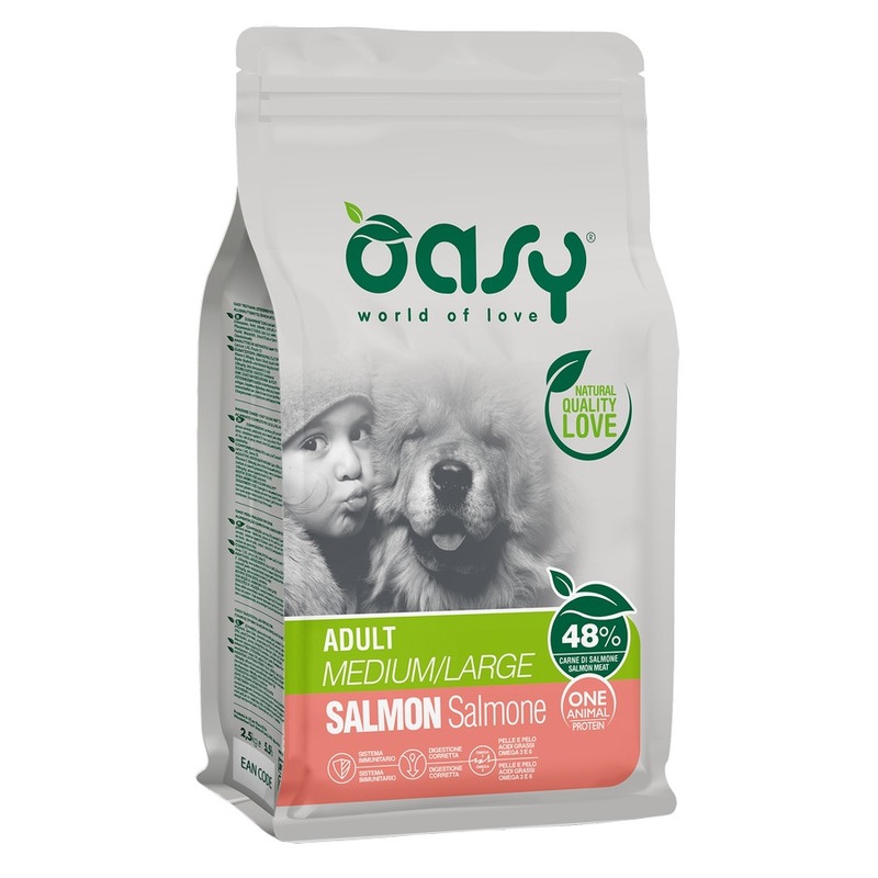 Oasy Dry OAP Medium/Large Breed Professional Монопротеин сухой корм для взрослых собак средних и крупных пород с лососем - 12 кг oasy puppy