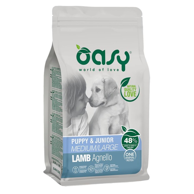 Oasy Dry OAP Puppy & Junior Medium / Large Breed Professional Монопротеин сухой корм для щенков и юниоров средних и крупных пород с ягненком - 12 кг oasy puppy
