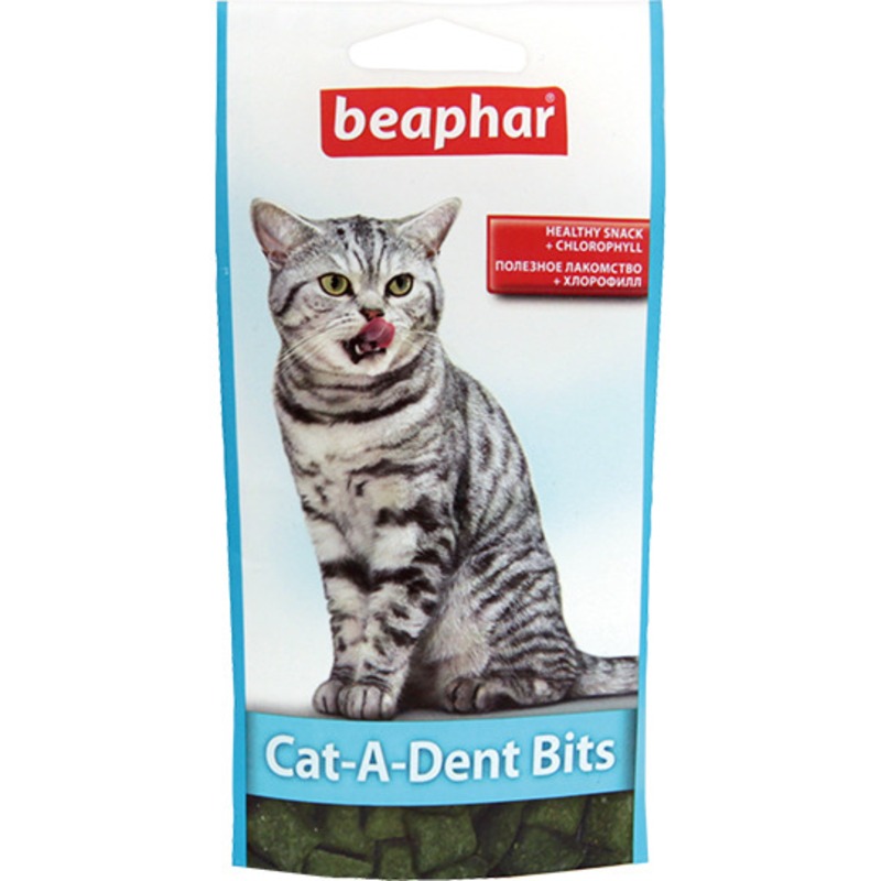 Подушечки Beaphar Cat-A-Dent-Bits для кошек для чистки зубов - 35 г beaphar cat a dent bits подушечки для кошек для чистки зубов 35г 3 штуки