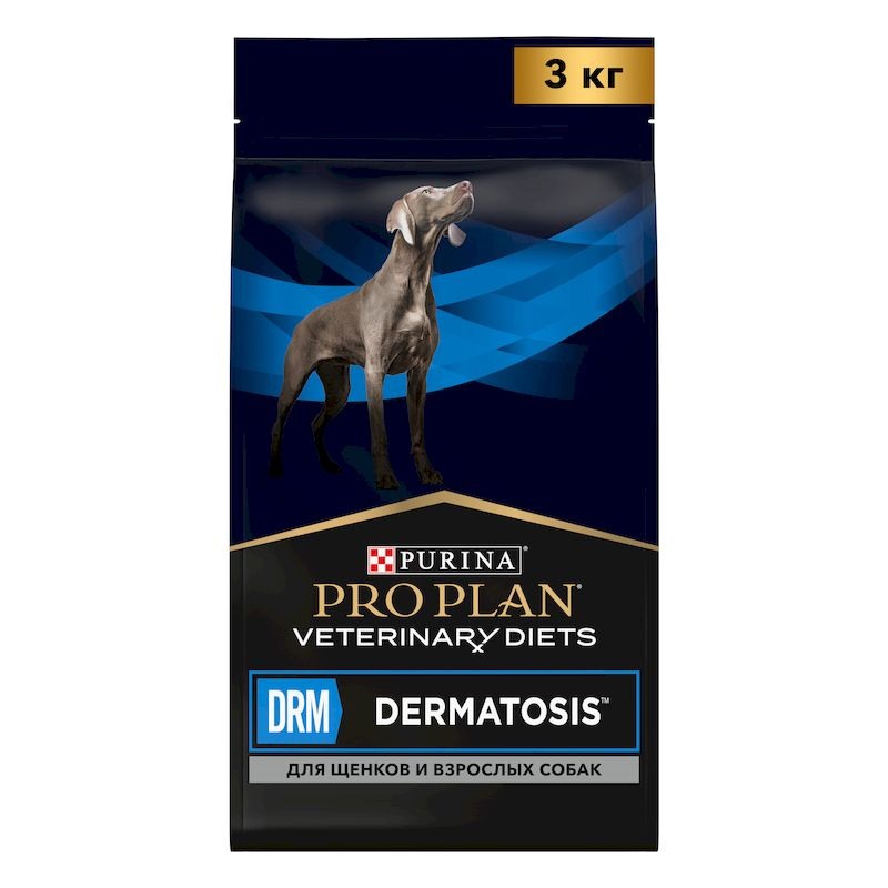Pro Plan Veterinary Diets DRM Dermatosis сухой корм для щенков и взрослых собак, при дерматозах и выпадении шерсти - 3 кг