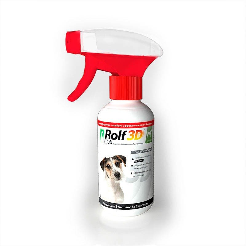RolfClub 3D Спрей для собак от клещей блох, вшей, власоедов 200 мл rolfclub шампунь для собак от блох вшей власоедов 400 мл