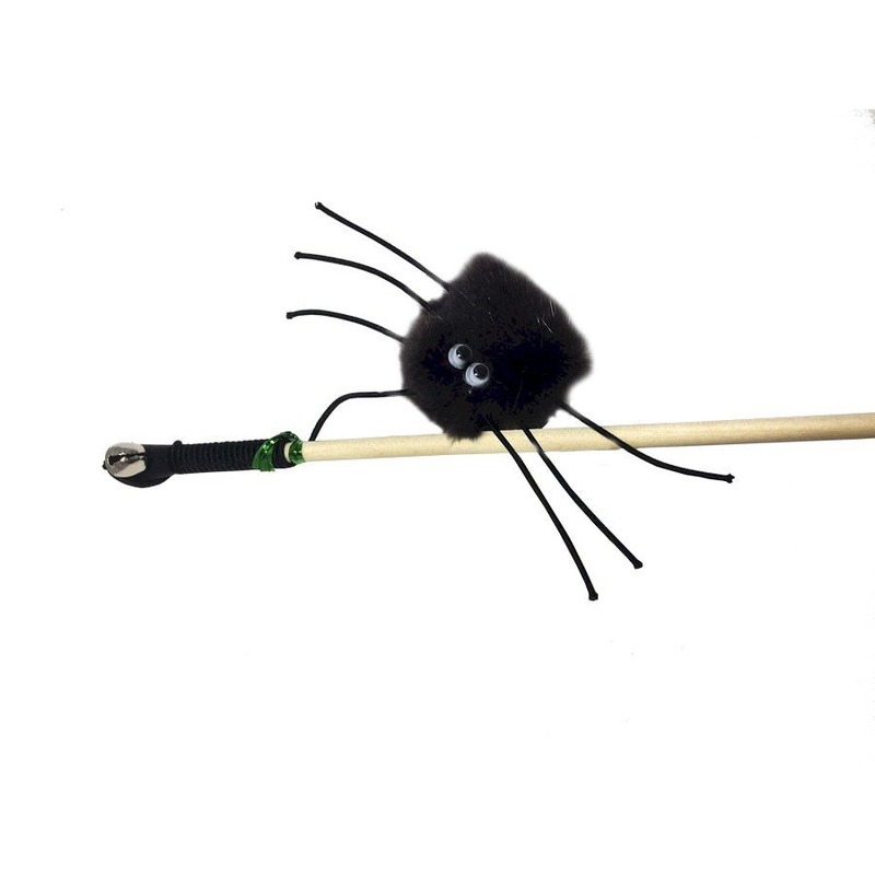 махалка лучший друг паук микки из норки на веревке светлый 07236 2 Semi игрушка-махалка для кошек, паук 2 на веревке, звенящая, из натуральной норки, черная