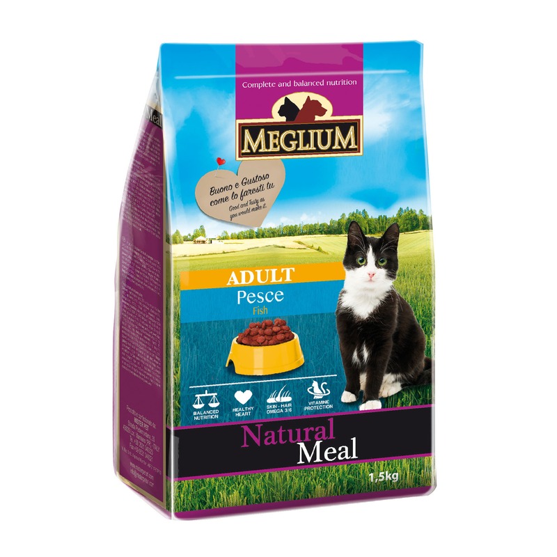 Сухой корм Meglium Adult для взрослых кошек с чувствительным пищеварением с рыбой - 1,5 кг корм для кошек meglium adult курица индейка 3 кг