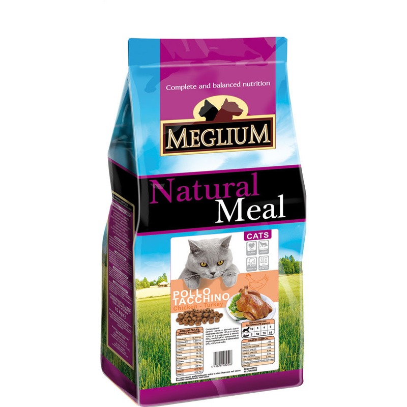 Сухой корм Meglium Adult для взрослых кошек с курицей и индейкой корм для кошек meglium adult курица индейка 3 кг