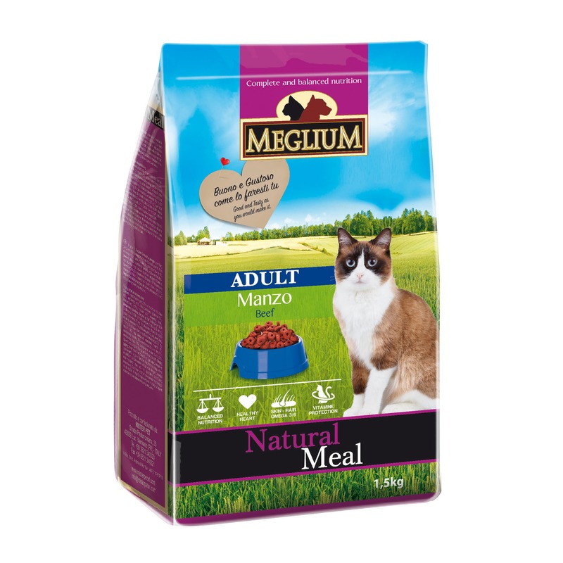 Сухой корм Meglium Adult для привередливых кошек с говядиной - 1,5 кг корм для кошек meglium adult курица индейка 3 кг