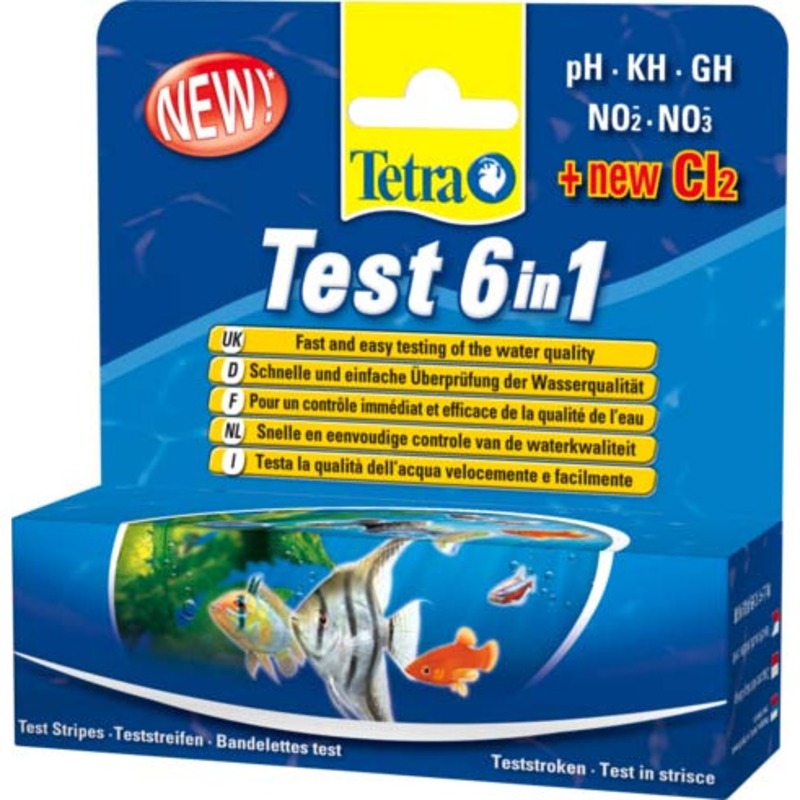 Полоски Tetra Test 6 в 1 для пресной воды GH/KH/NO2/NO3/pH/Cl