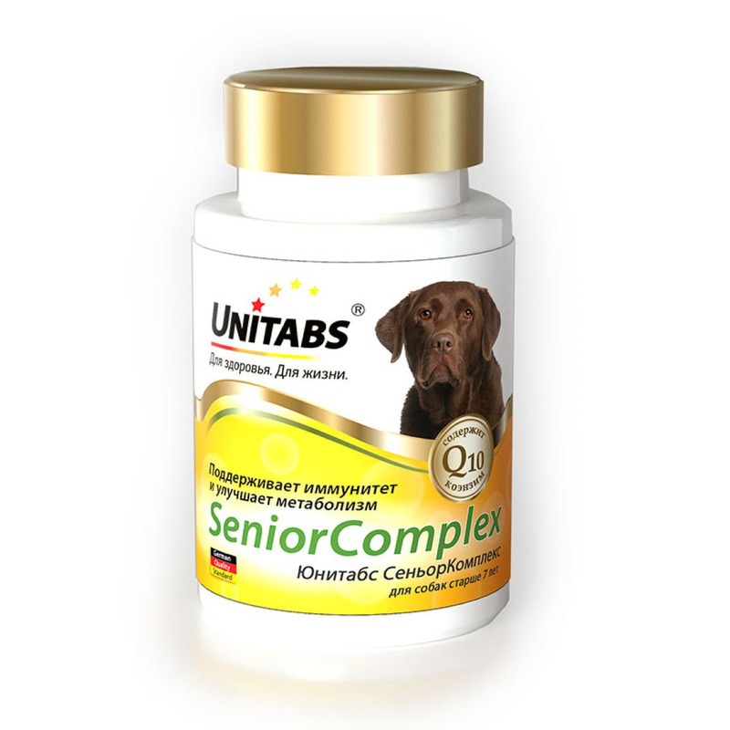 Unitabs SeniorComplex с Q10 для пожилых собак старше 7 лет 100 таб unitabs brewerscomplex с q10 для крупных собак 100 таб